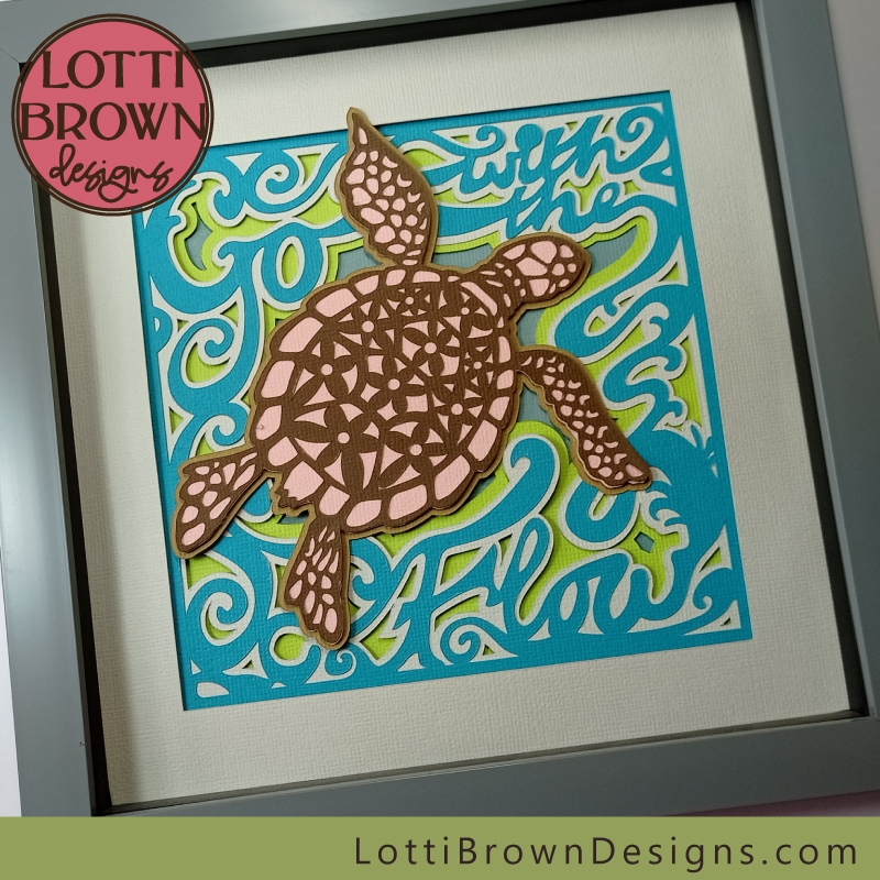 'Go with the Flow' sea turtle 3D layered art
