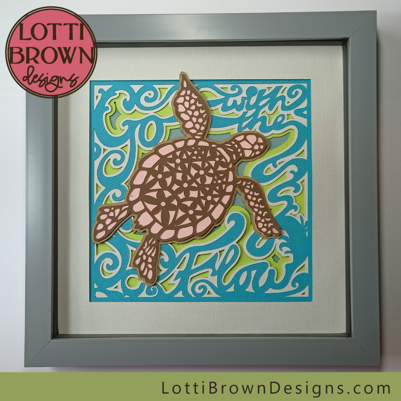 Sea turtle shadow box SVG template