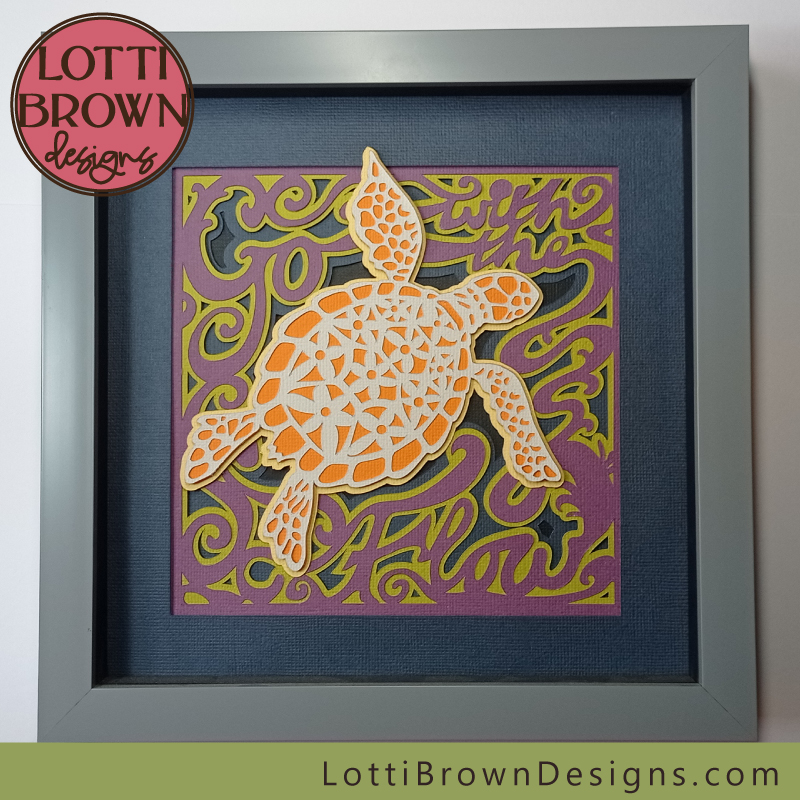 Alternative colour sea turtle shadow box
