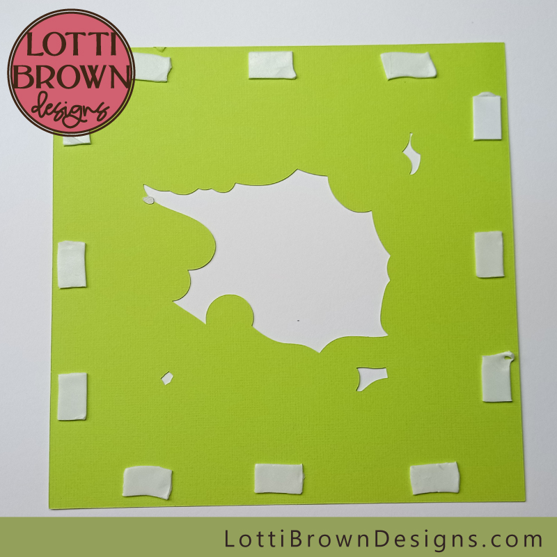 Add sticky tabs around the edge of the bright green layer