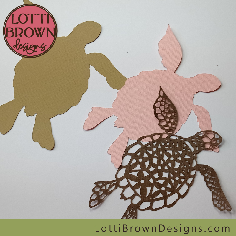 Layered sea turtle SVG cut file