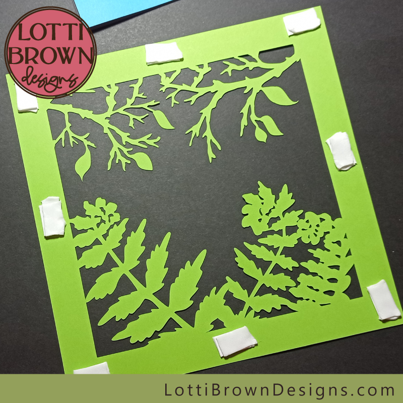Add foam pads to the final green layer of the shadow box svg project