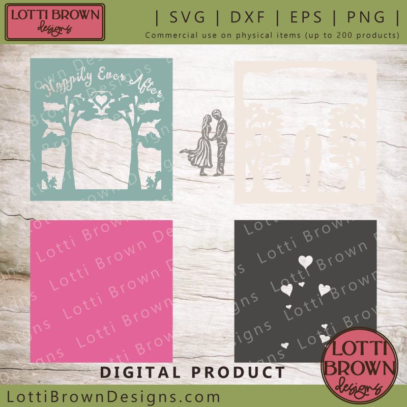 Romantic engagement shadow box cardstock layers for Cricut and other cutting machines - SVG, DXF, EPS, PNG