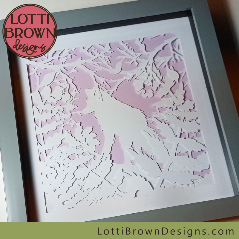 White fox shadow box wall art framed