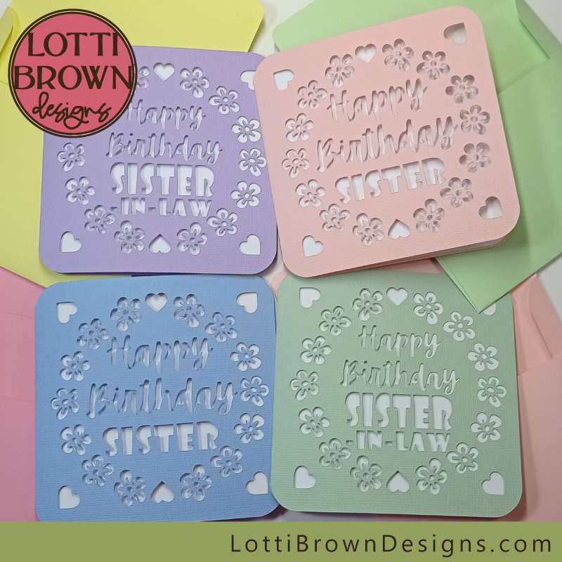 Sister and sister in law cards templates for Cricut and other cutting machines