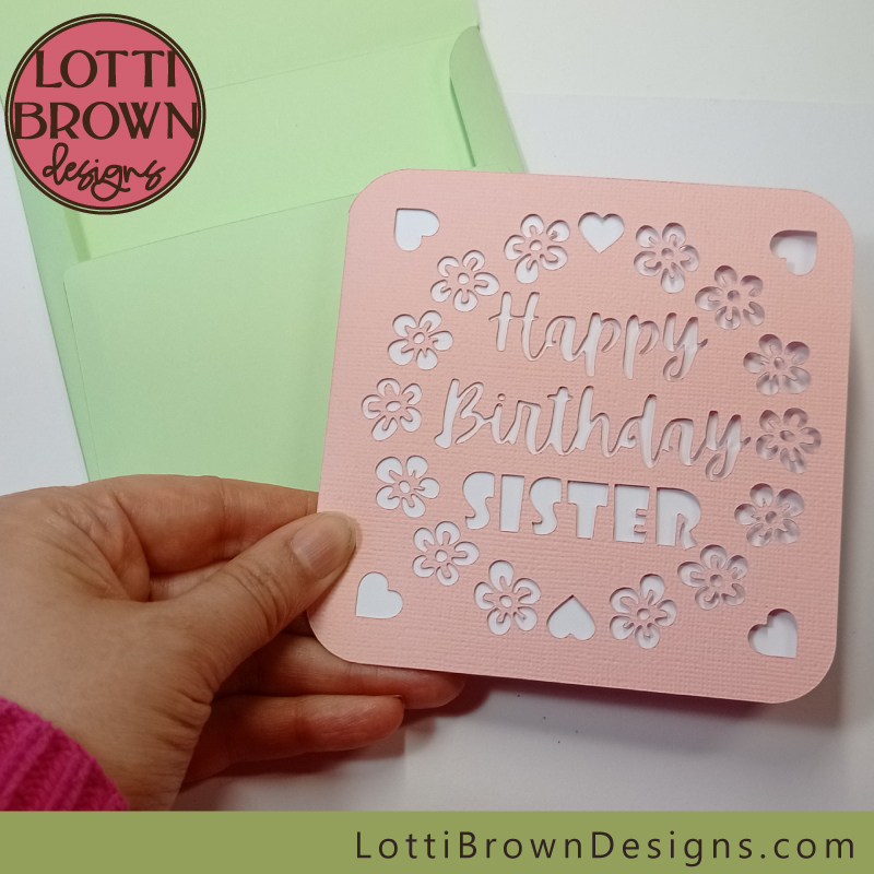 Pretty pink sister card template