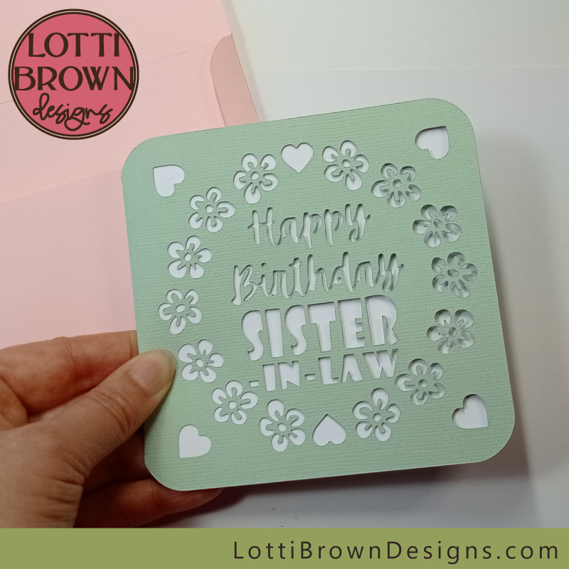Sister-in-law card birthday card SVG
