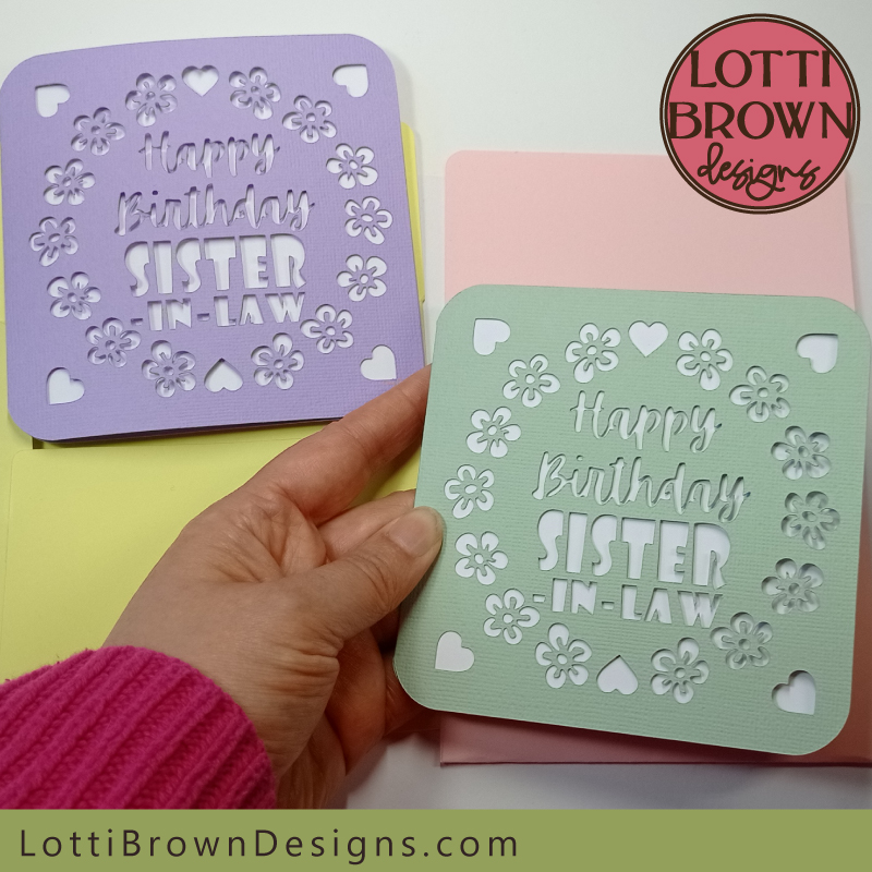 Sister-in-law card SVG file