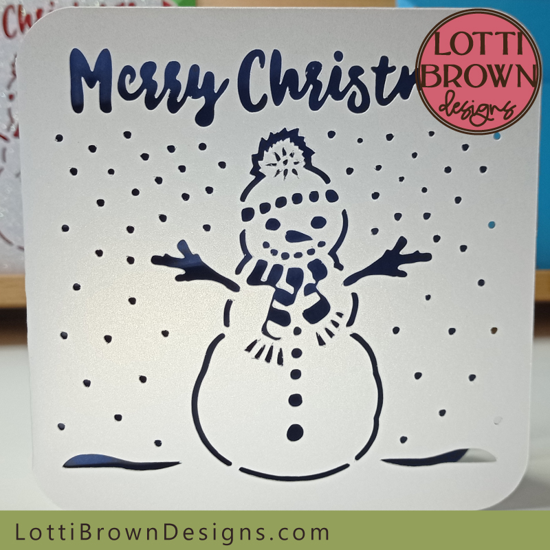 Snowman Christmas card - cut on pearl cardstock with Cricut
