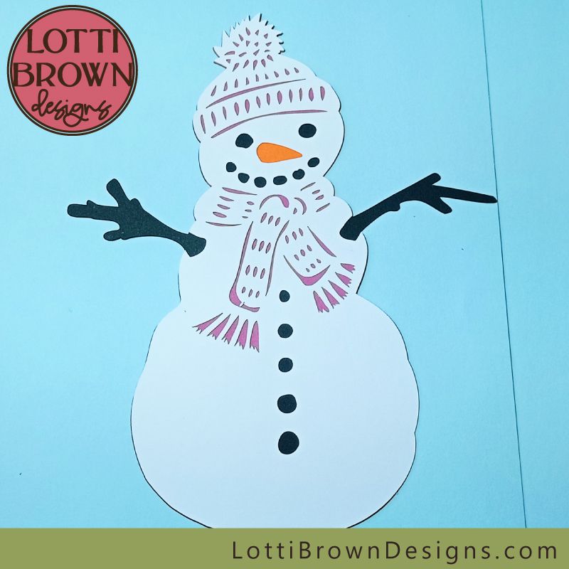 Fun and easy snowman SVG cardstock craft project for Christmas - using a Cricut or other cutting machine...