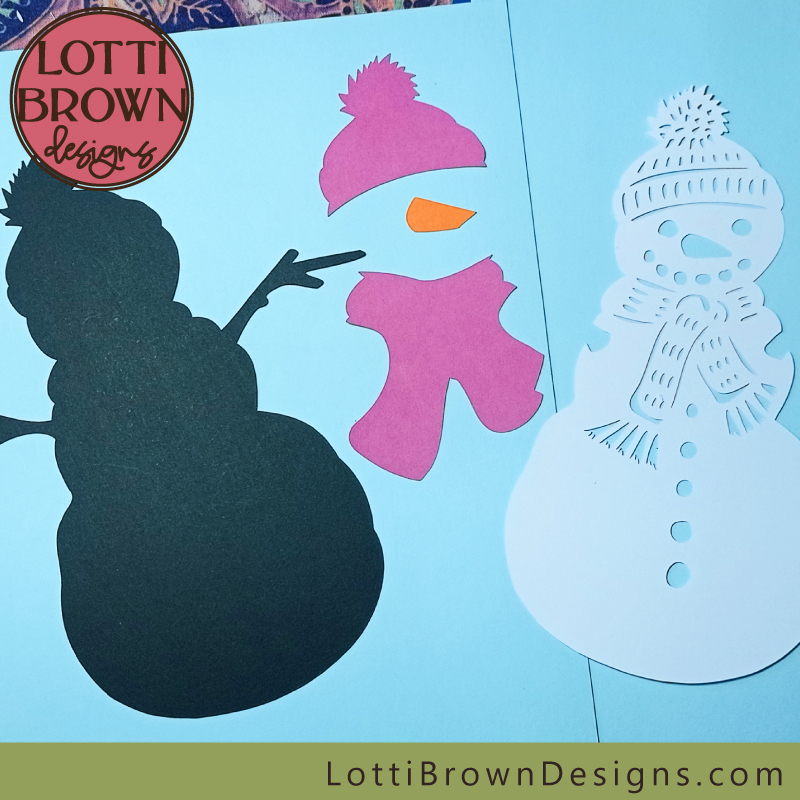 Layered snowman cardstock project ready to make