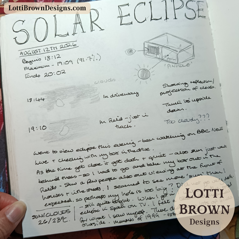 Solar eclipse nature journal page