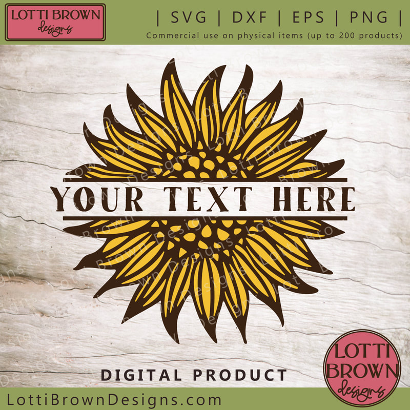 Monogram sunflower SVG - Split sunflower