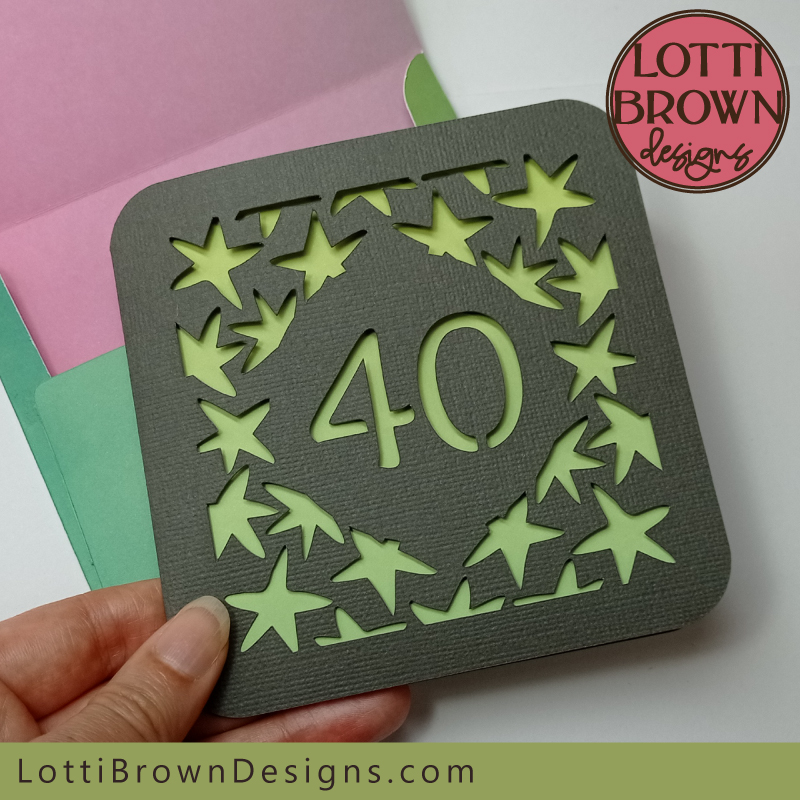 Unisex 40th birthday card template with stars design