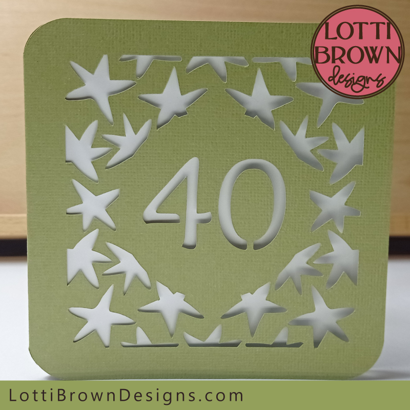 Papercut stars 40th card template