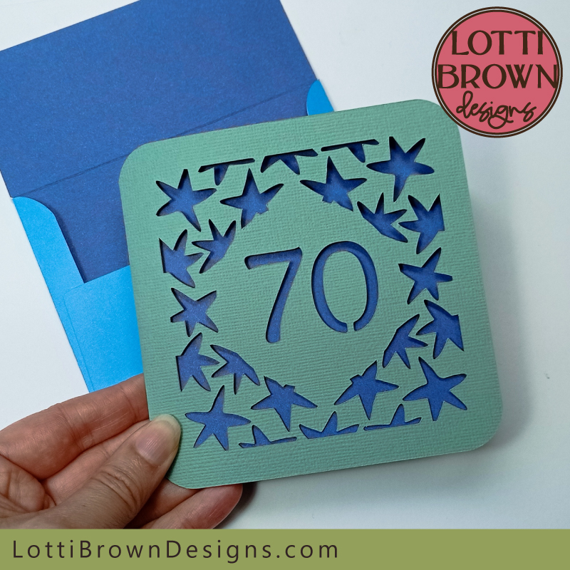 Blue and green 70th card template for men