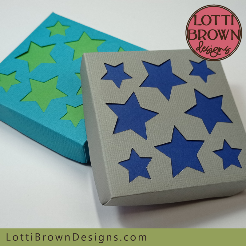 Grey and blue stars design gift box