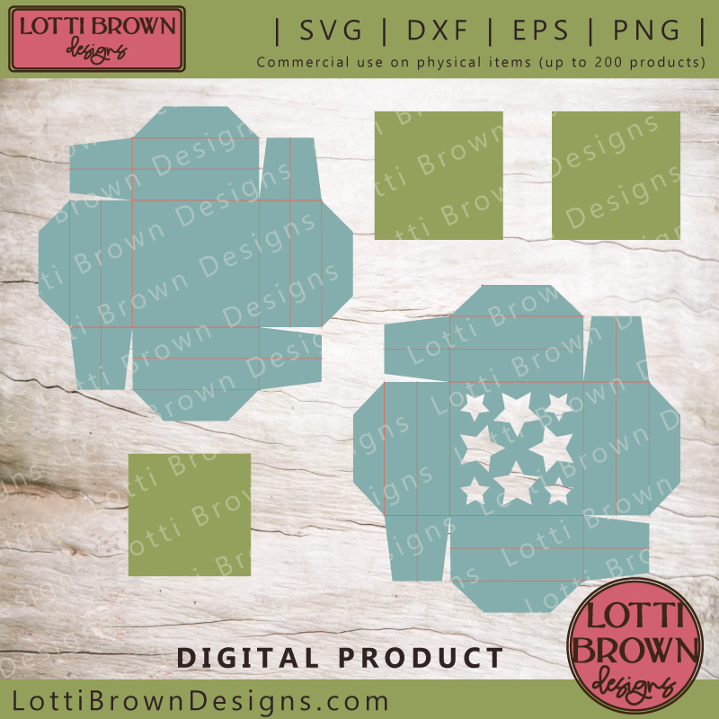 Stars gift box SVG cut file