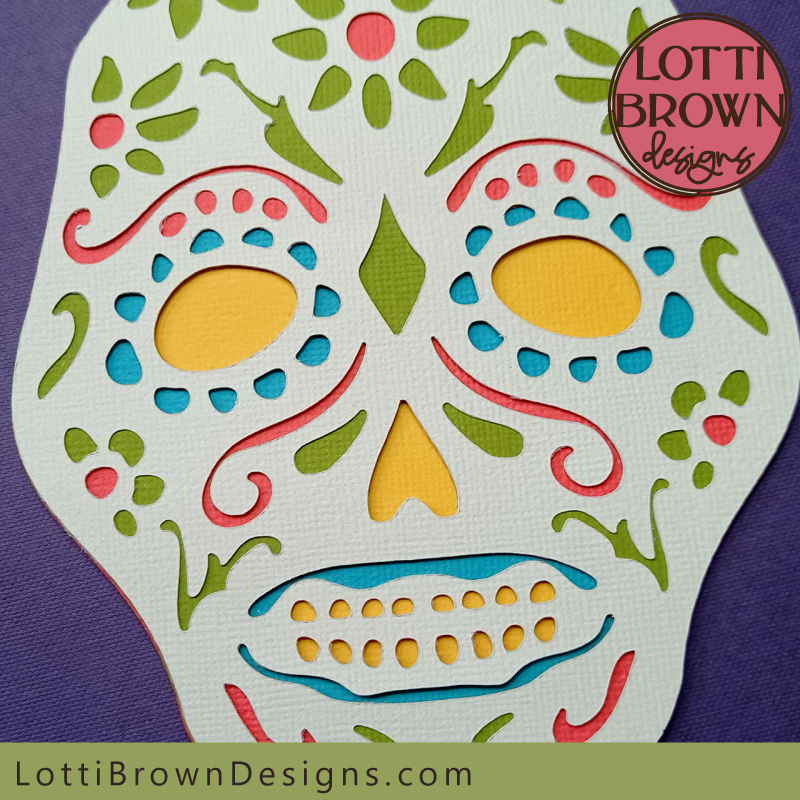 Sugar skull cardstock project - close up