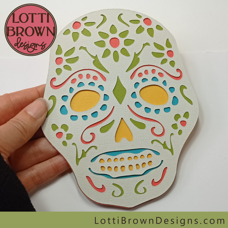 Completed sugar skull SVG crafting project