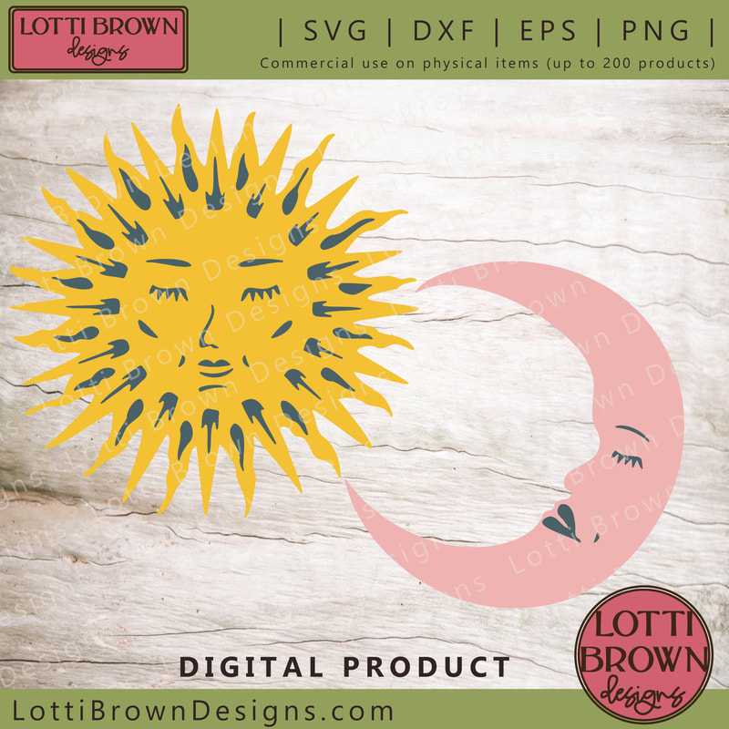 Sun and moon SVG cut file bundle