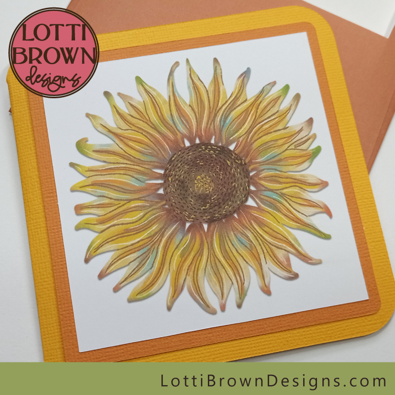 Completed print and cut sunflower card