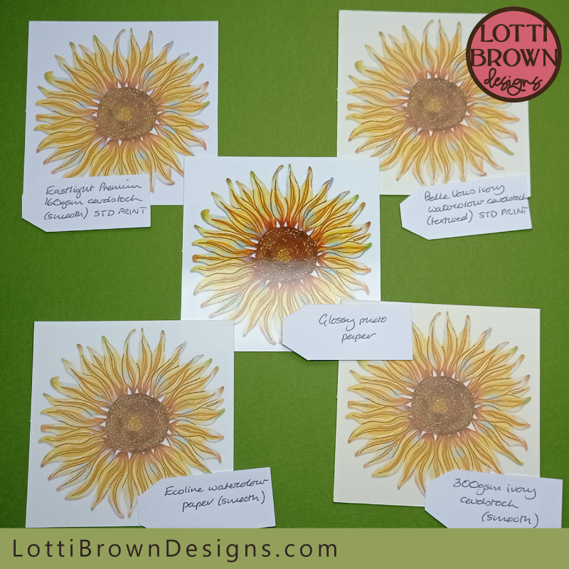 Sunflower artwork cardstock test with print and cut