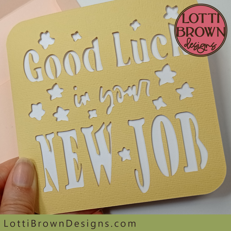 New job good luck card template - close up look