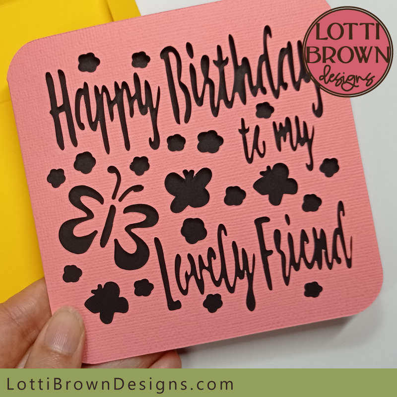 Lovely friend birthday card SVG template