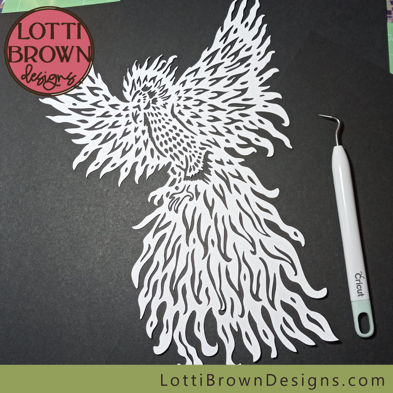 Phoenix cut in 160gsm white cardstock