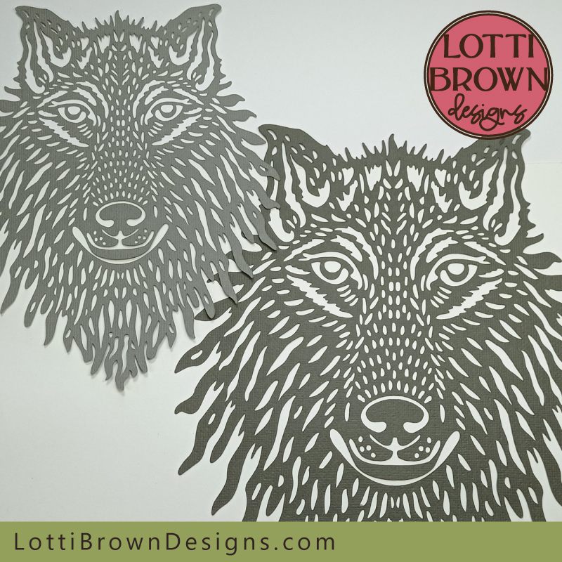 Wolf face papercut template for Cricut and other cutting machines or cutting by hand