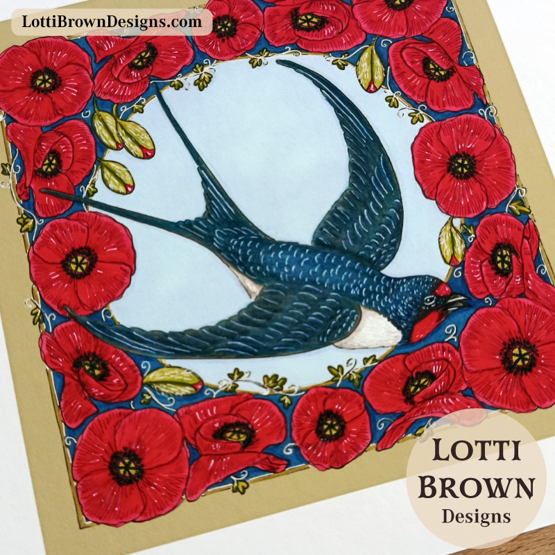 swallow art illustration print