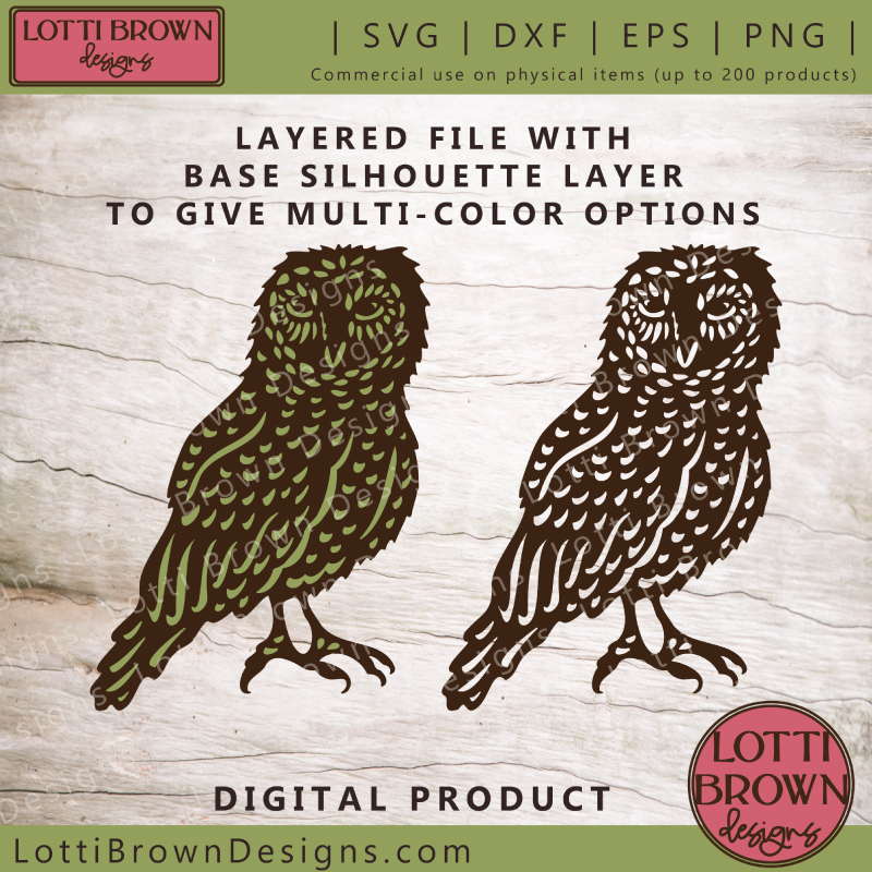 Sweet owl SVG layer options