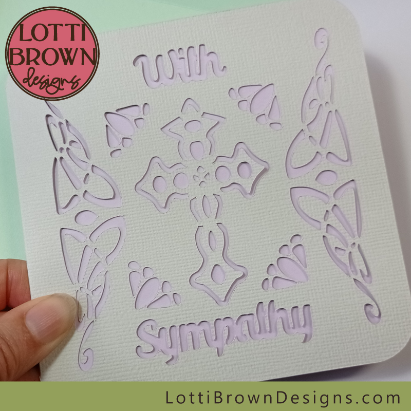 Template for a papercut sympathy card made with Cricut