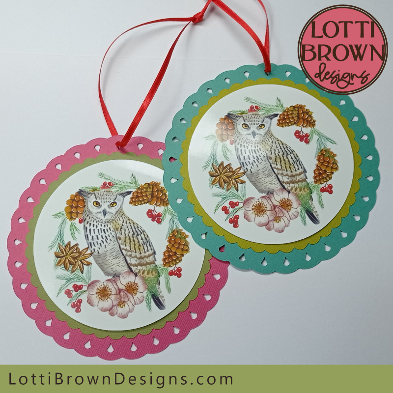 Owl ornament templates for papercrafting with Cricut