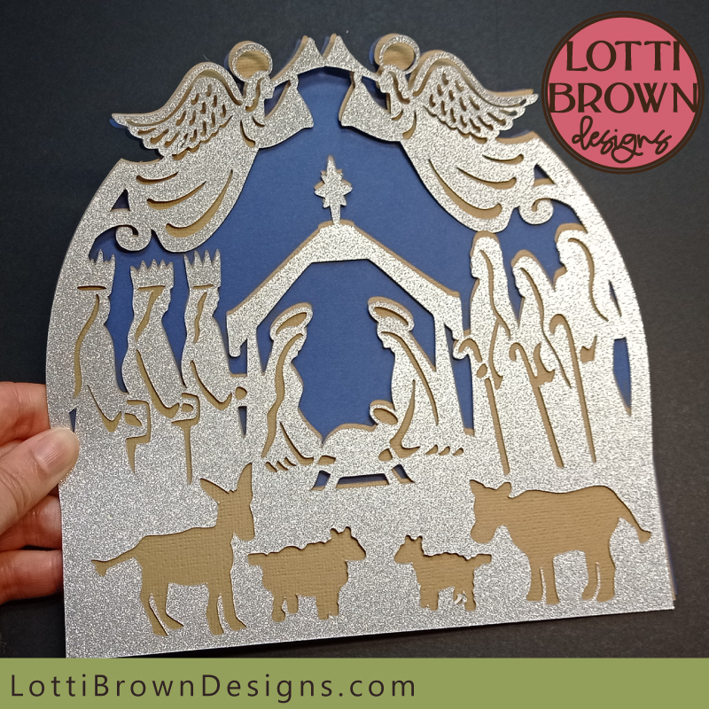 Simple nativity SVG template for cutting machines - alternate colour with glitter cardstock