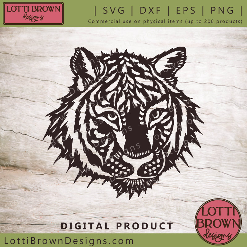 Striking tiger SVG designs - simple stylized designs, all hand-drawn, black and white or orange and white - perfect for cutting machine crafts...