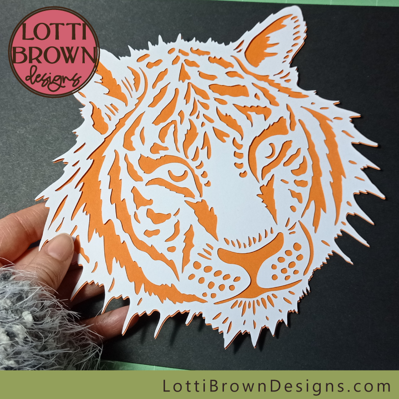 Papercut tiger head SVG