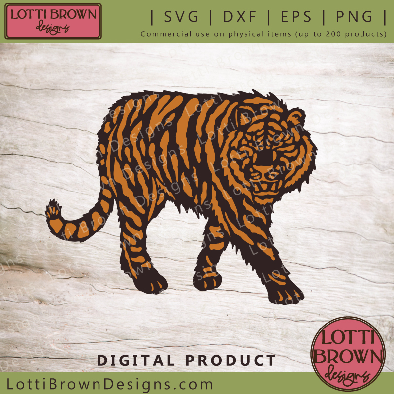 Walking tiger SVG orange and black