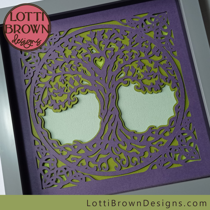 Purple & green tree of life shadow box template