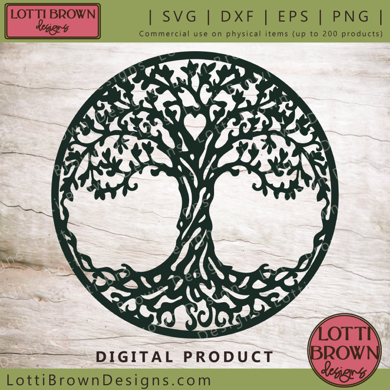 Circle tree of life SVG, DXF, PNG, EPS cut file