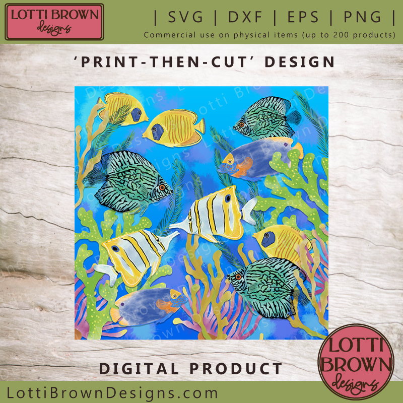 Print then cut tropical fish design