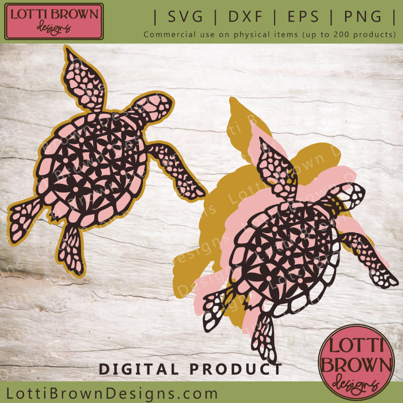 Demonstrating sea turtle cut file layers