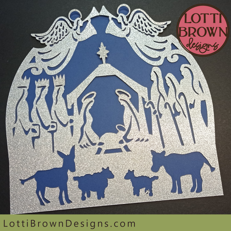 Glitter and blue nativity cut file