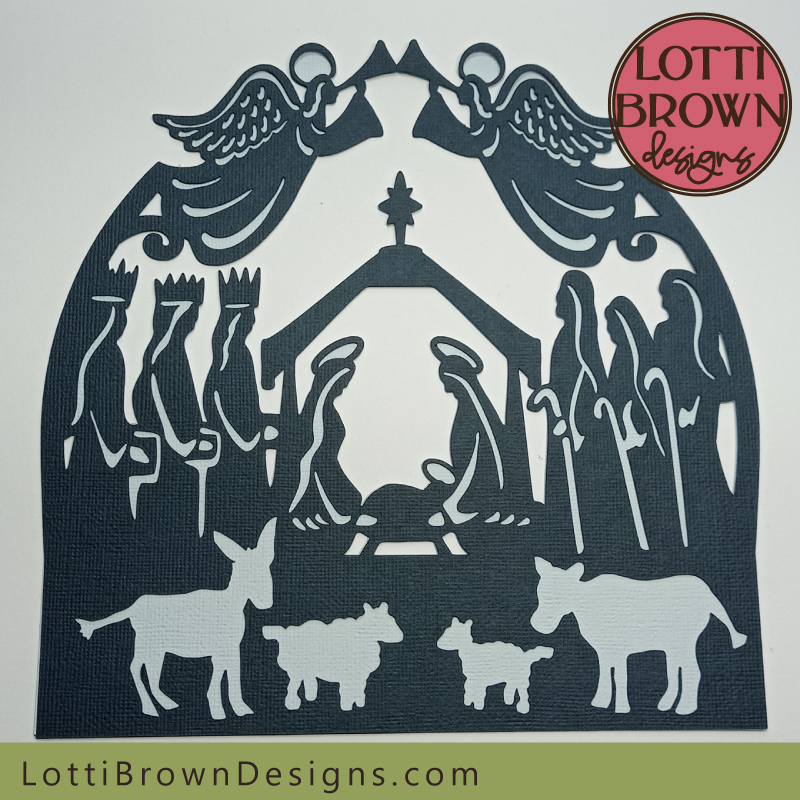 Simple nativity cut file template - two layers - black and light blue