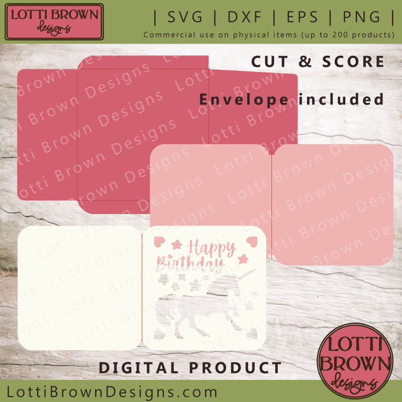 Unicorn birthday card SVG, DXF, EPS, PNG