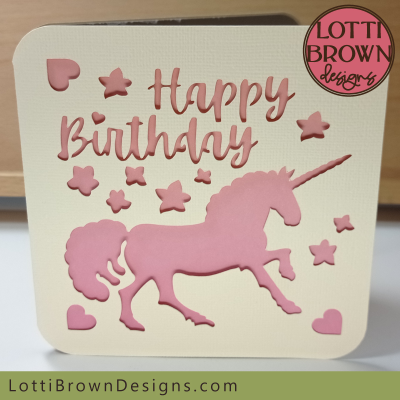 Unicorn birthday card cut file for Cricut
