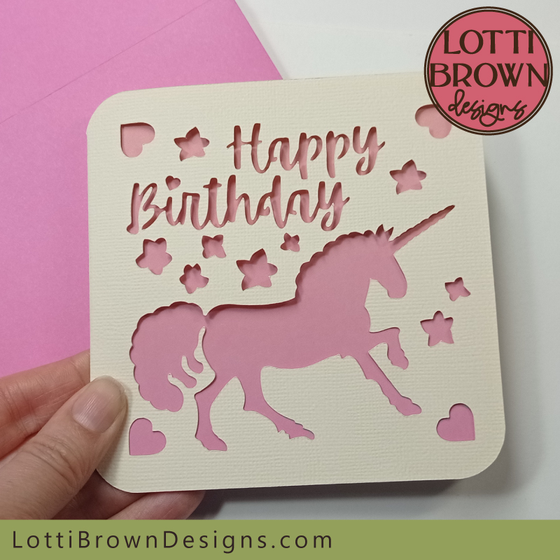 Beautiful unicorn card SVG template to celebrate a magical birthday in style - ideal for Cricut and other similar cutting machines...
