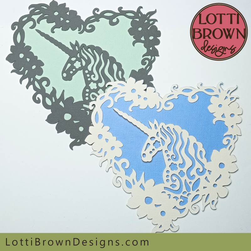 Floral unicorn heart SVG