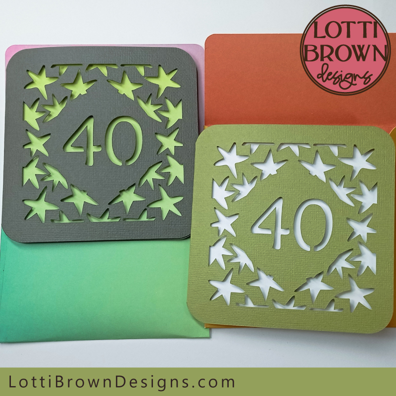 40th birthday card SVG template for men (unisex)